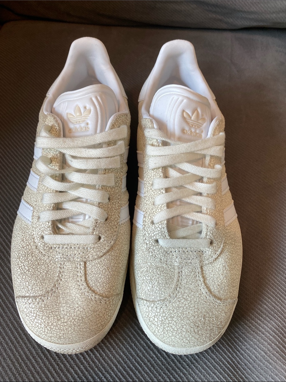 adidas Cream and White Textured Sneakers